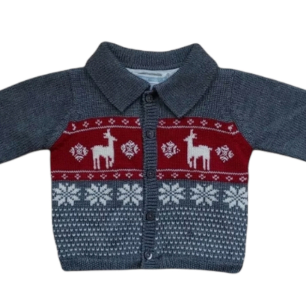 NWT Janie and Jack Boy Pullover Merino Wool Cherish The Season Reindeer Sweater